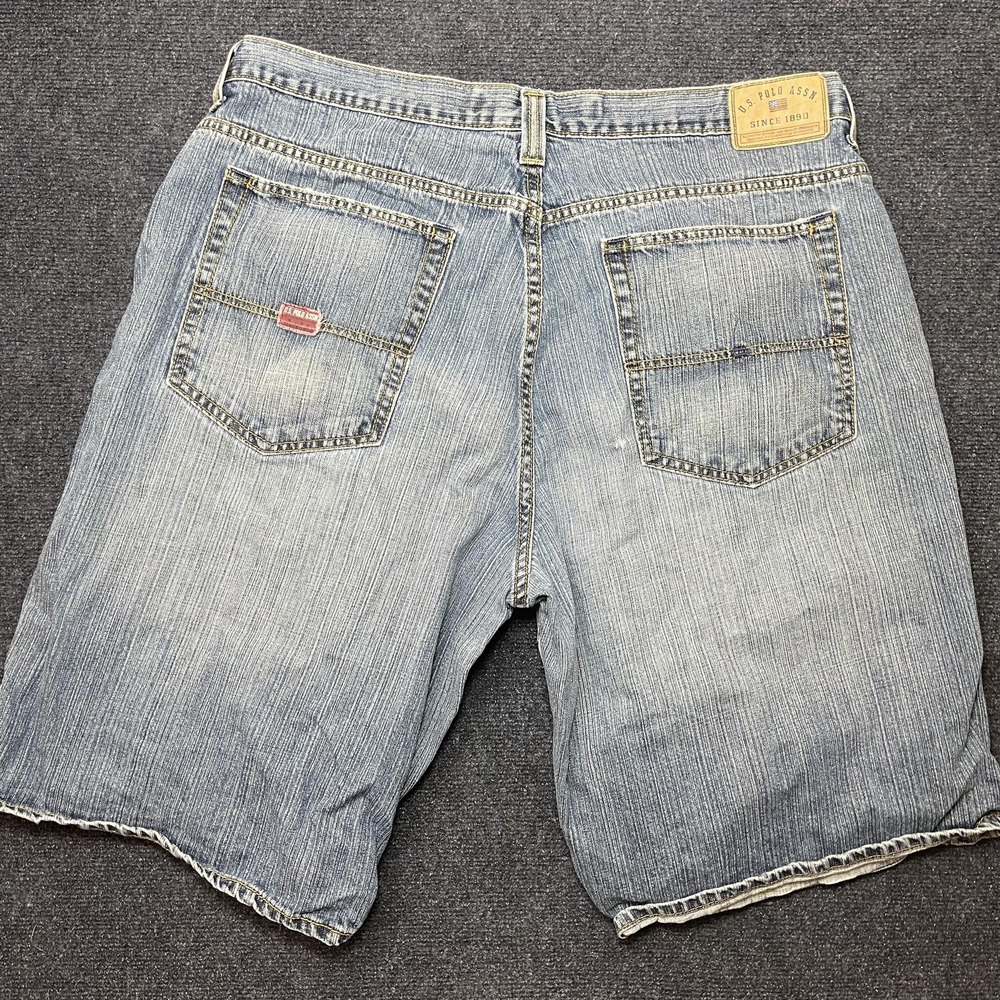 Y2K U.S. Polo Baggy Denim Shorts Mens 40 Blue Light Wash Bermuda 5 Pocket Casual